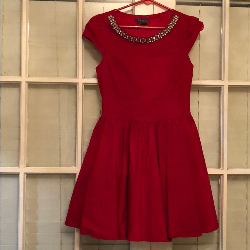 Red dress with gems
